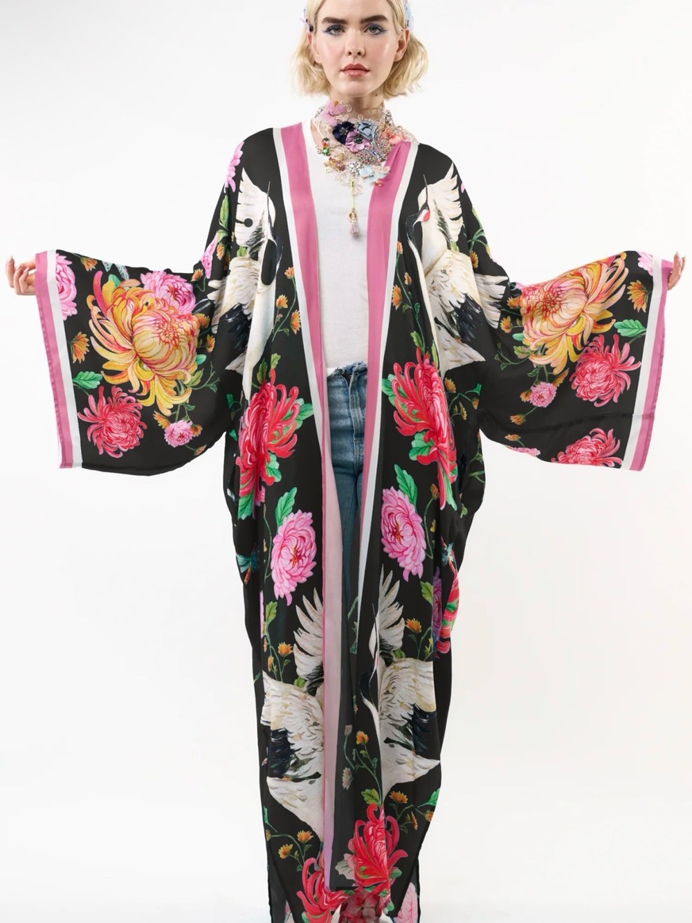 Aratta Legend Of The Crane Kimono in Black #fall #boho #wearableart